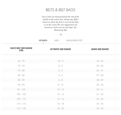 gucci women belt size chart